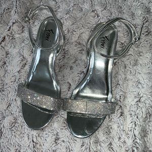 Silver kitten heels